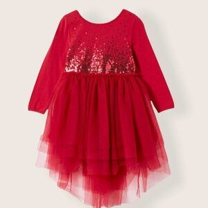 Cotton On Holiday Dress Sparkle Red Berry Long Sleeves
